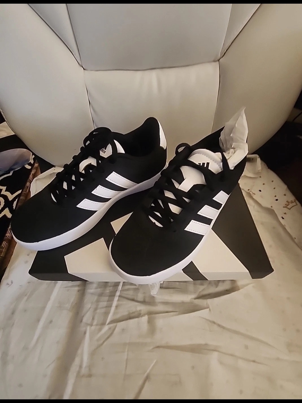Adidas VL Court 3.0 K Sneakers - Black Unisex , Size 13.5, Kids Black & White